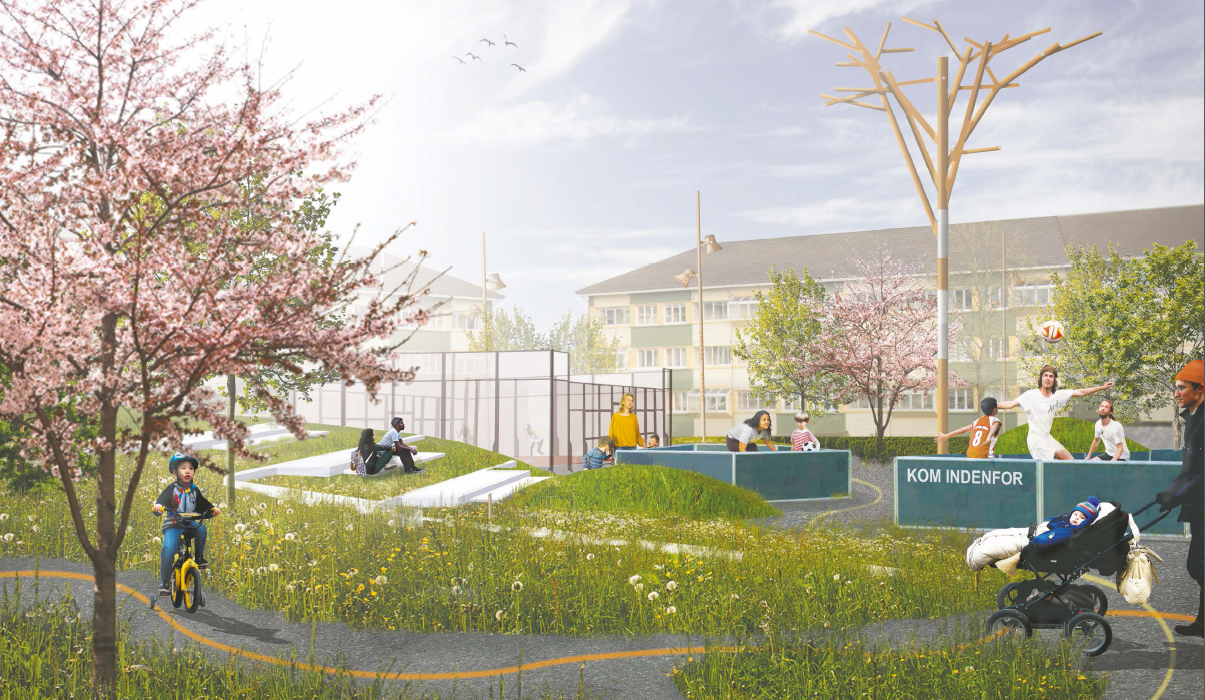 Illustration af Infrastrukturprojektet i Jennumparken, Randers