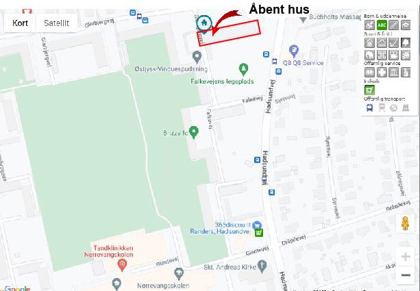 Kort over området med åbent hus